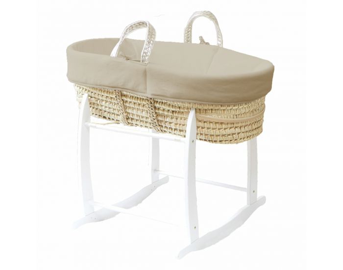  PREMIERS MOMENTS Couffin en feuilles de Palmier et Coton Bio + Support Blanc