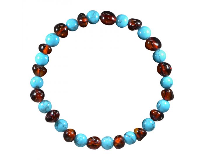  IRREVERSIBLE BIJOUX Bracelet Papa / Maman - Ambre / turquoise bleue