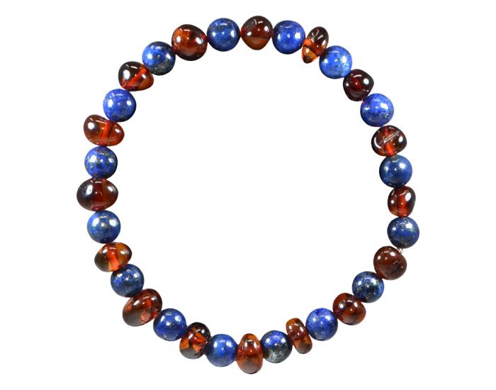  IRREVERSIBLE BIJOUX Bracelet Papa / Maman - Ambre / Lapis Lazuli