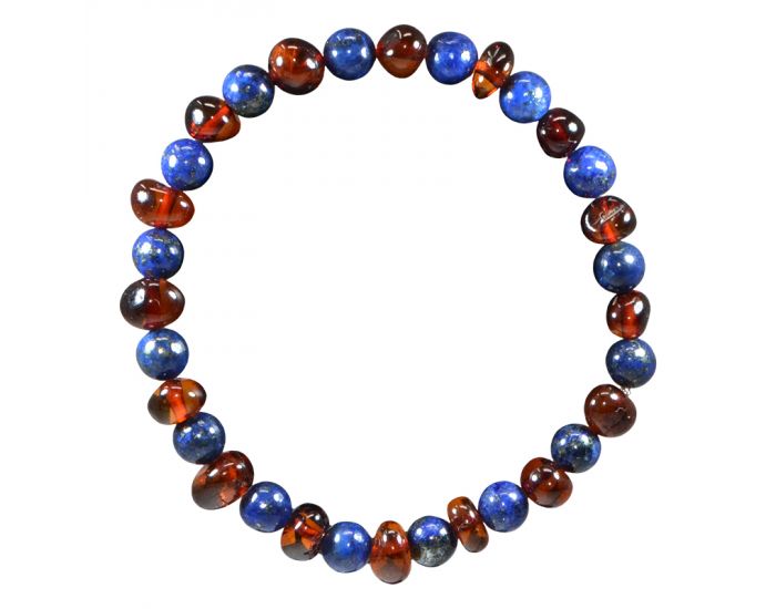  IRREVERSIBLE BIJOUX Bracelet Papa / Maman - Ambre / Lapis Lazuli