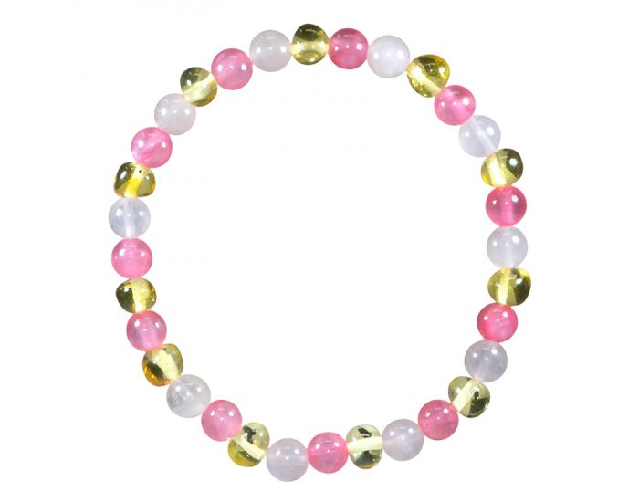 IRREVERSIBLE Bracelet Papa - Maman - Ambre, Jade et Quartz Rose