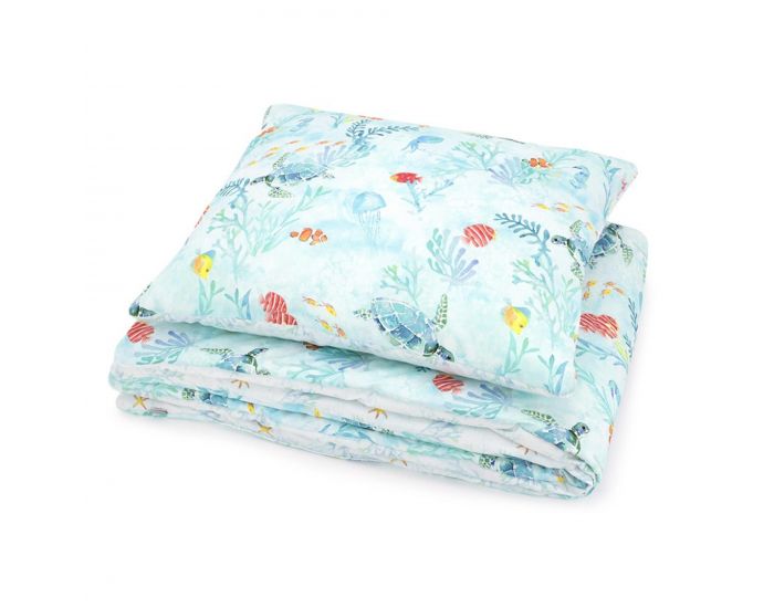 SEVIRA KIDS Couette 135x100 cm et Oreiller Enfant 2 en 1 Prt  Dormir - Ocan