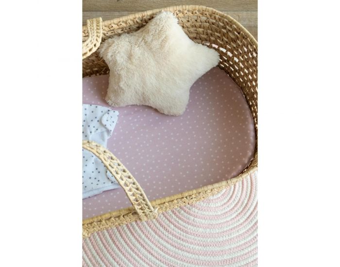 KADOLIS Drap housse Berceau/landau en Coton Bio - Etoiles Rose
