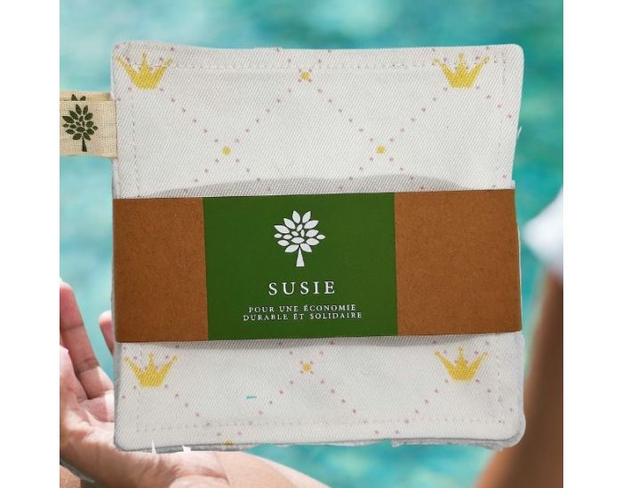 SUSIE Lot De 5 Lingettes Imprimes 100 % Coton Bio - 11 x 11 cm