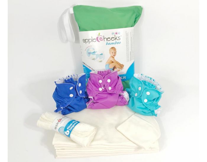 APPLECHEEKS PACK DE DEPART Couches Lavables - TE2 (Tout en 2) - Taille 2 (8-16kg)