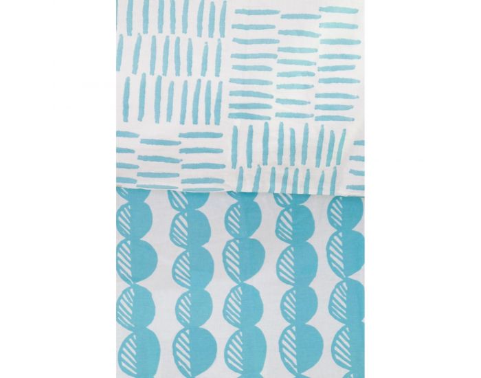 KADOLIS Housse de Couette Bb Coton bio Galets Bleus 100x140 cm + Taie 