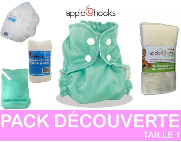 APPLECHEEKS PACK DECOUVERTE Couches Lavables - TE2 (Tout en 2) - Taille 1 (2.5-9kg)