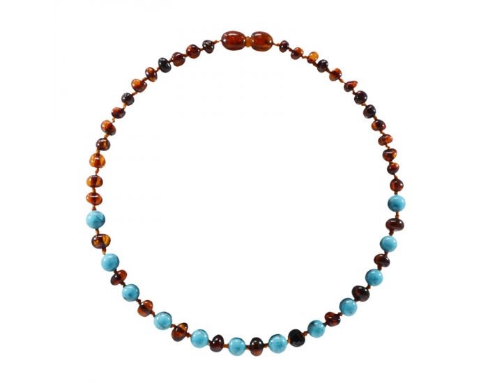  Collier d'Ambre & Turquoise Bleue - Bb