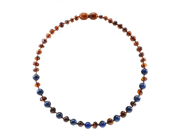 IRREVERSIBLE Collier d'ambre & lapis lazuli - Pour bb