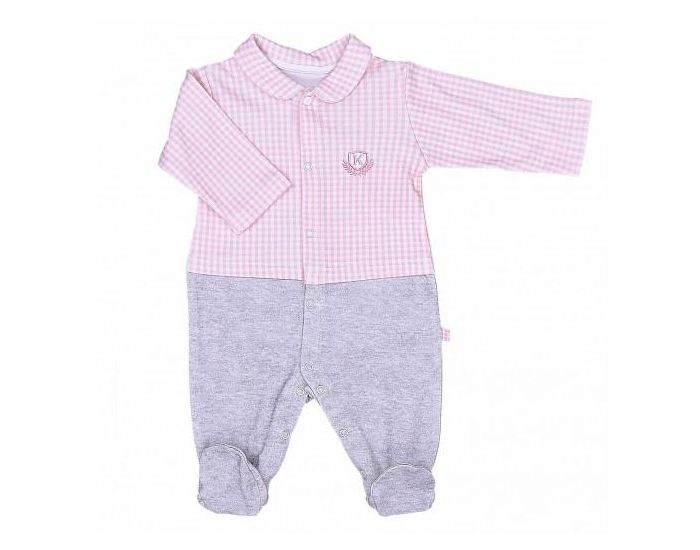 SEVIRA KIDS Dors-bien Pyjama Bb en Coton Bio - Vichy Karl Rose
