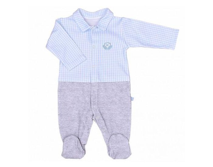 SEVIRA KIDS Dors-Bien Pyjama Bb en Coton Bio - Vichy Karl Bleu