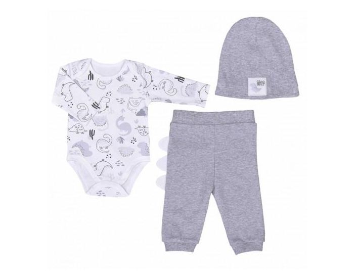 SEVIRA KIDS Ensemble vtements Bb en coton bio 3 pices - Dino