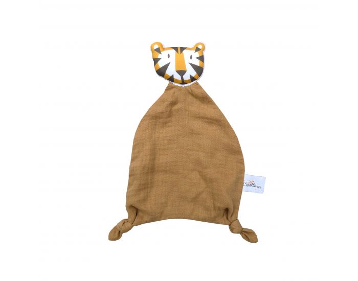 CAROTTE & CIE Doudou Tigre en Double Gaze - Camel - Ds la Naissance
