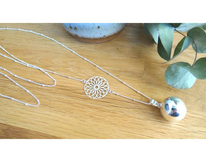 MADELEINE ET MAMAN Bola de Grossesse Plaqu Argent Rosace Attrape-Rve