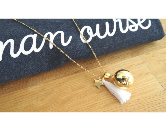 MADELEINE ET MAMAN Bola de Grossesse Dor Pompon Blanc