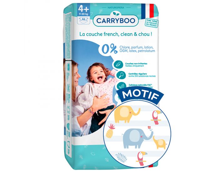 CARRYBOO Couches cologiques Dermo-Sensitives T4+ - 9 20Kg - 3x46 Couches