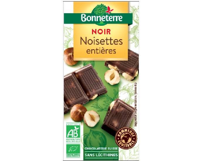 BONNETERRE Chocolat Noir Noisettes Entires - 200 g