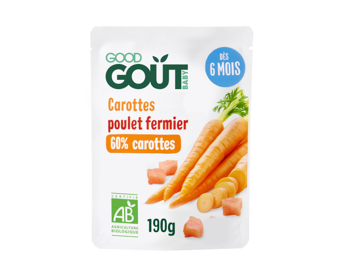 GOOD GOUT Petit Plat Bb Carotte Poulet Fermier - 190 g  - Ds 6 mois