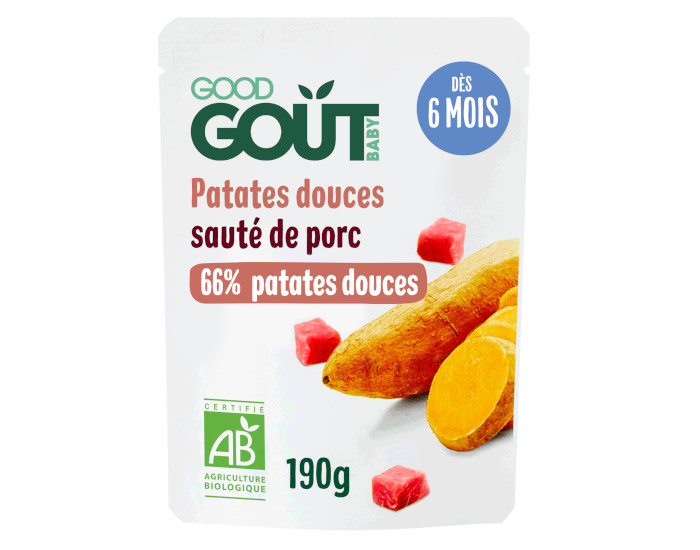 GOOD GOUT Petit Plat Bb Patate Douce-Saut de Porc - 190g - Ds 6 mois