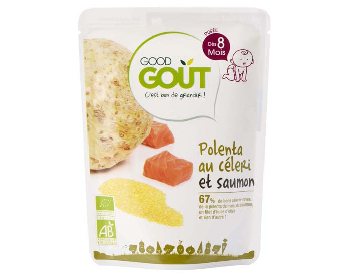 GOOD GOUT Petit Plat pour Bb 190 g - Polenta au Cleri et Saumon - Ds 8 mois