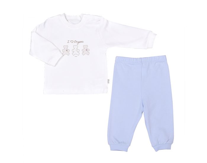 BEBESEO Pyjama 2 Pices Bleu 100% Bio Pull + Pantalon