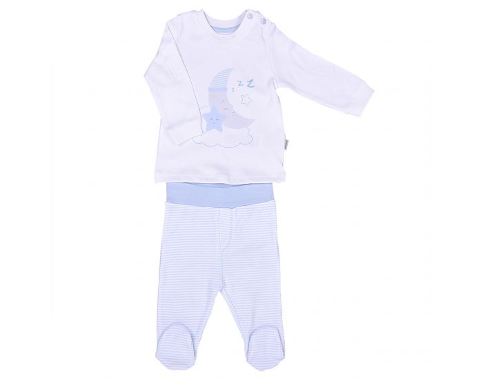 BEBESEO Pyjama 2 Pices Bleu 100% Bio Pull + Pantalon