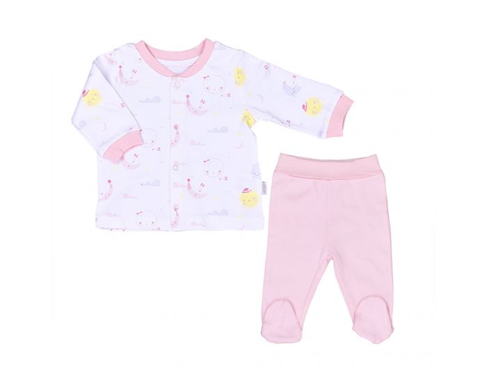 BEBESEO Pyjama 2 Pices 100% Bio Rose Pull + Pantalon Motifs Mlangs