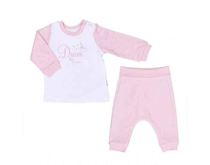 BEBESEO Ensemble 2 Pices 100% Bio Rose Pull + Pantalon Motifs Dream Bio