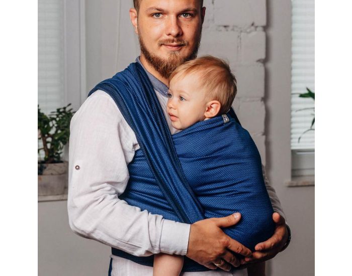 LENNYLAMB Echarpe de portage LITTLE HERRINGBONE COBALT 