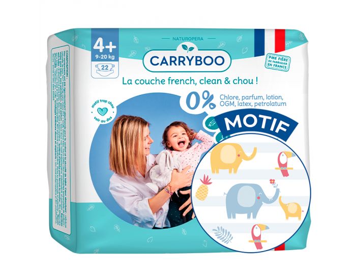 CARRYBOO Couches Ecologiques Dermo-sensitives T4+ - 9 20Kg - 22 couches