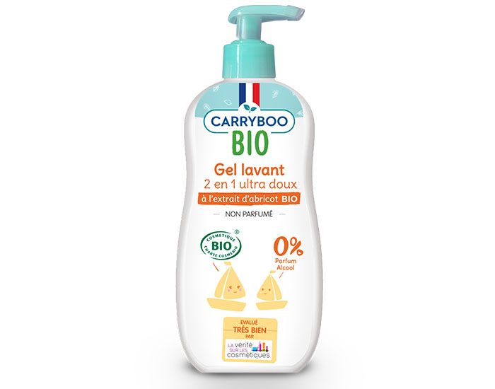 CARRYBOO Pack x3 Gel Lavant 2 en 1 Ultra Doux  l'extrait d'Abricot Bio - 500 ml
