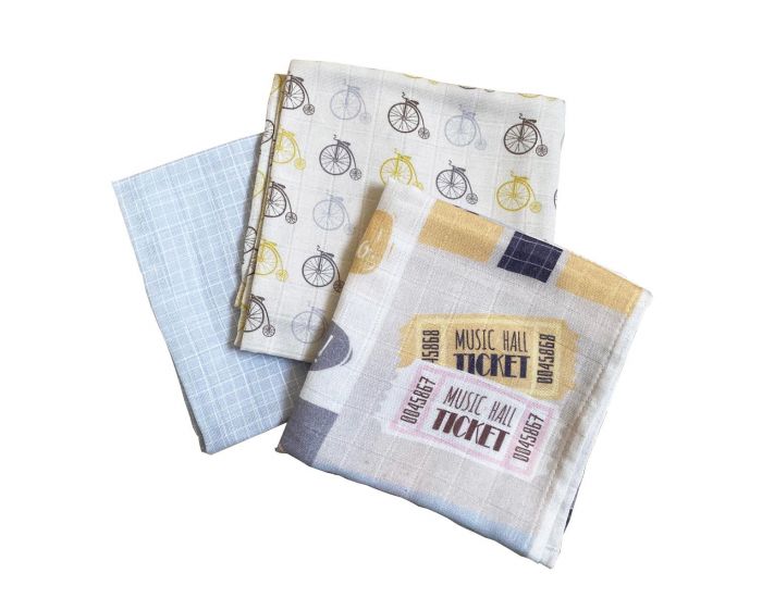 LITTLE CREVETTE Lot de 3 langes Lucien