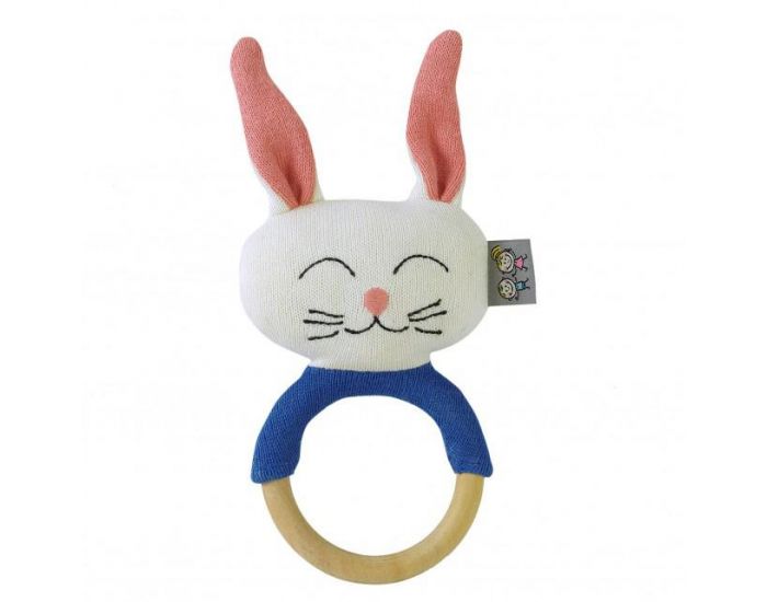 SEVIRA KIDS Hochet en Bois et Coton Bio - Lapin - Ds 3 mois