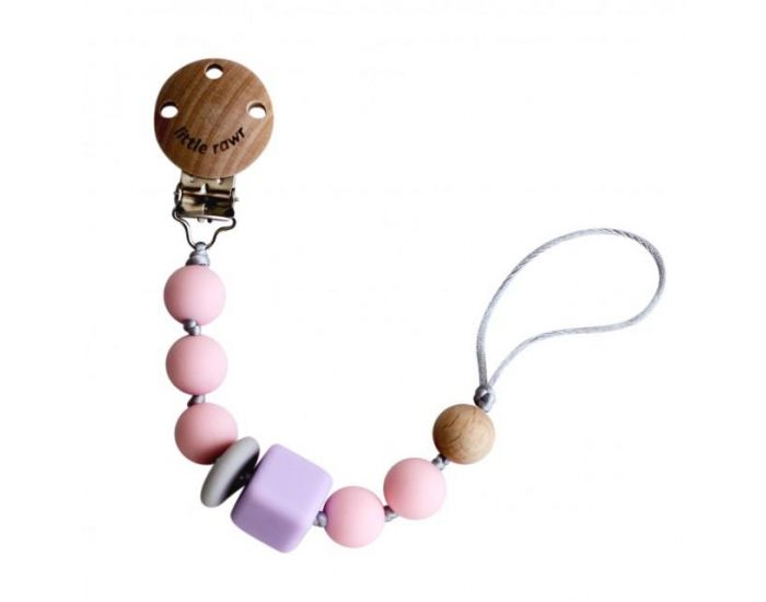 LITTLE RAWR Attache Sucette Perles Bois et Silicone Alimentaire