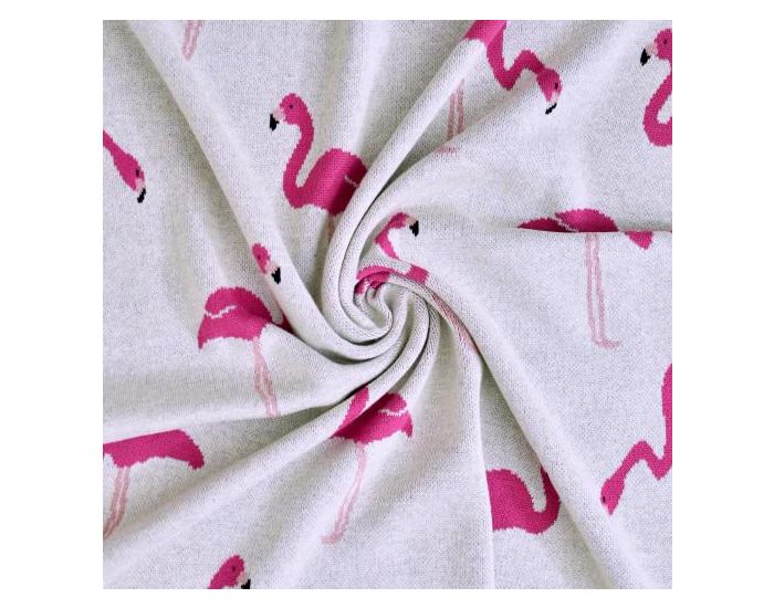 SEVIRA KIDS Couverture Bb Lgre en tricot - Coton Biologique - 80x100cm Flamant rose