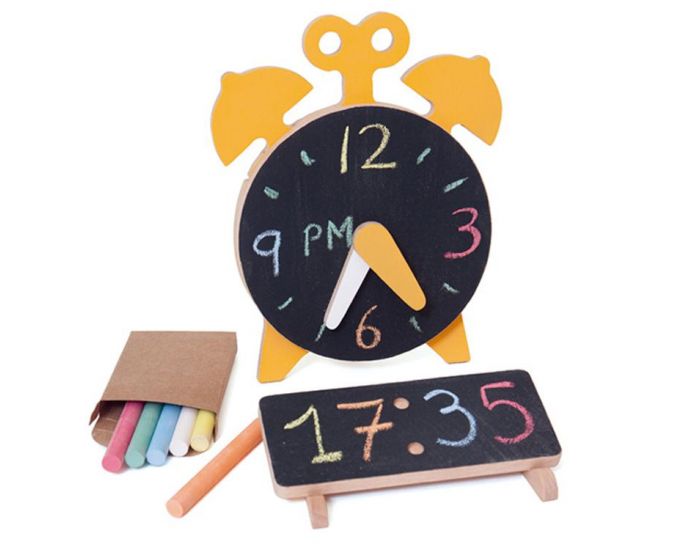 WODIBOW Jeux de l'horloge en bois et ardoise Chalking O'Clock - Ds 3 ans