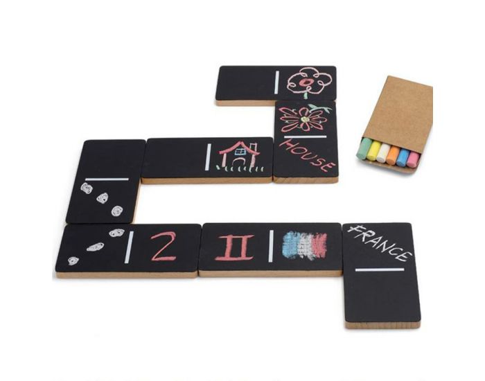 WODIBOW Dominos en bois et ardoise Domi Chalking - Ds 2 ans