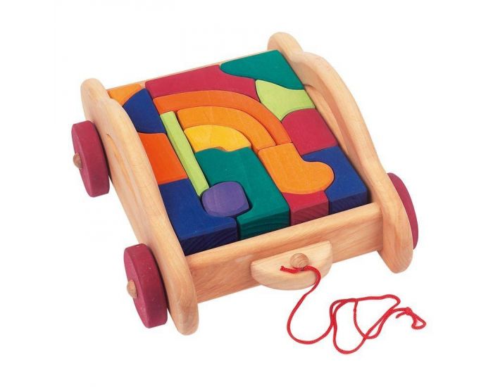 NIC TOYS Chariot En Bois Avec Blocs - Ds 12 mois