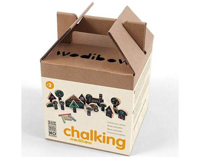 WODIBOW Blocs de construction en bois et ardoise Chalking - Ds 2 ans
