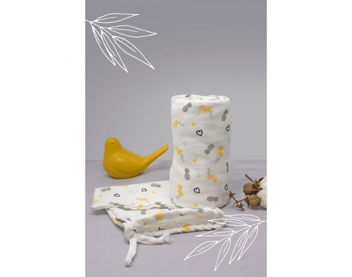 KADOLIS Maxi lange ultra doux Tencel et coton bio  motifs avec pochette - 115 x 115 cm