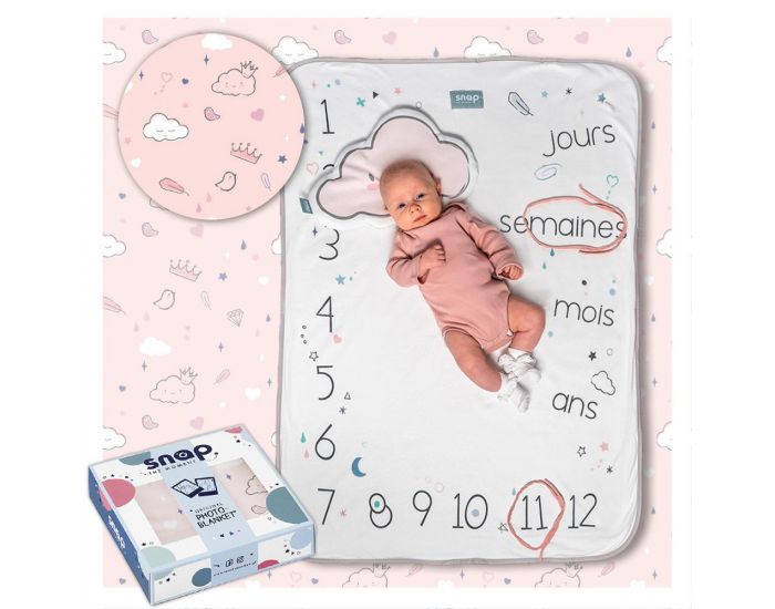 SNAP THE MOMENT Couverture 2 en 1 Photobooth 100% coton - Dusty pink