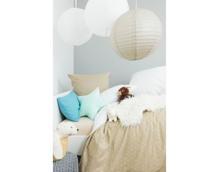 KADOLIS Housse de Couette bb en Coton bio Taupe Pois + taie
