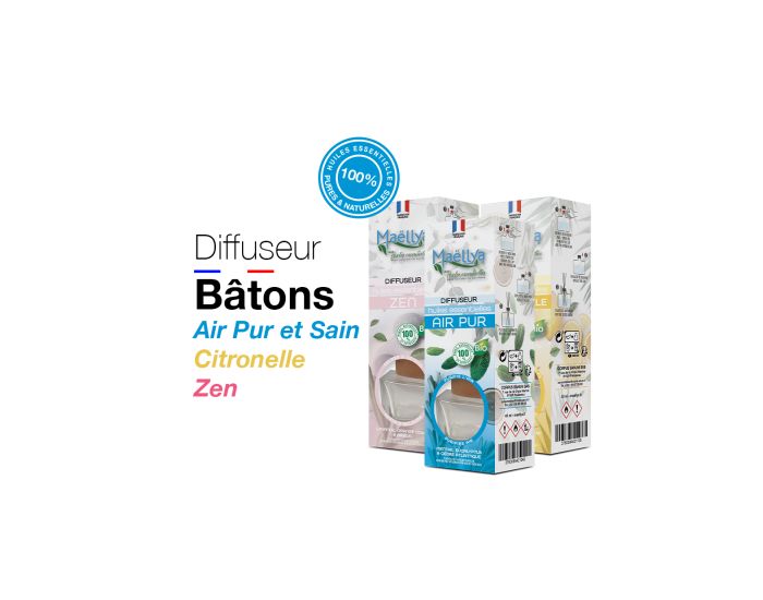  MAELLYA Lot de 3 Diffuseurs Btons : Air Pur, Zen Et Citronnelle