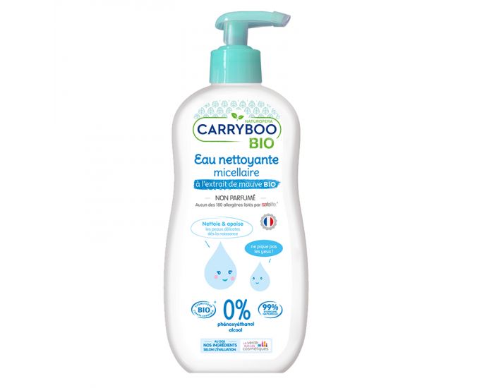 CARRYBOO Eau Nettoyante Micellaire  la fleur de mauve BIO - sans parfum - 500 ml