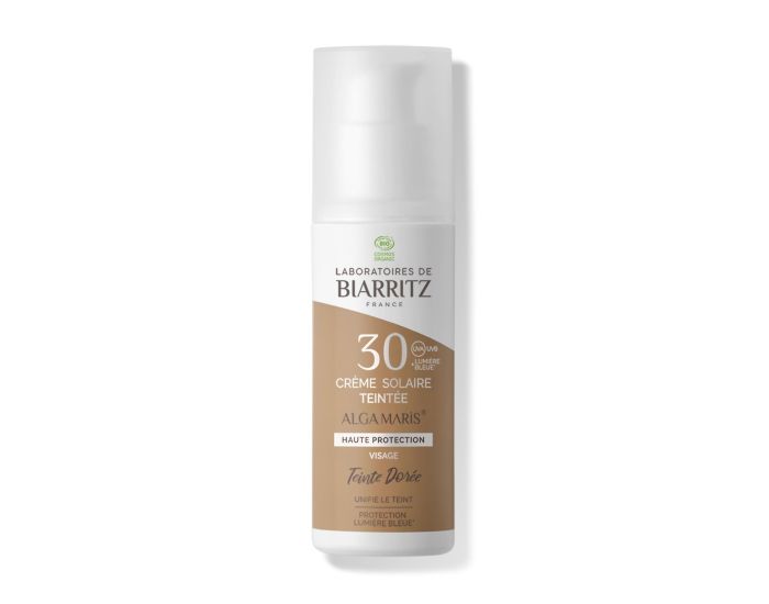 LABORATOIRES DE BIARRITZ Crme Solaire Visage Teinte SPF30 Certifie Bio - 50ml Ambre