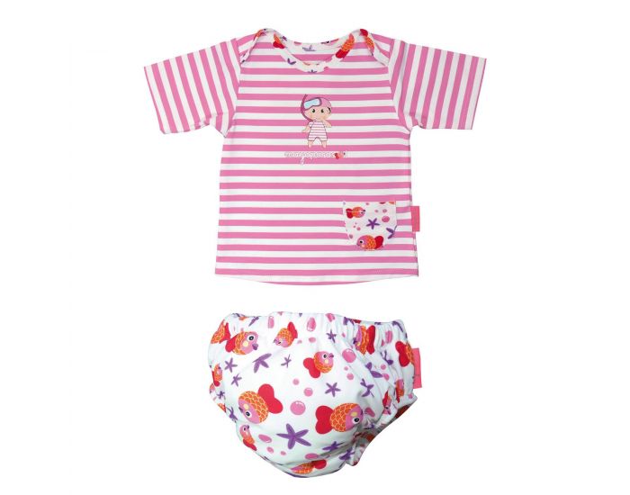 MAYOPARASOL Ensemble Emma Marini�re Anti Uv et Maillot Couche - Poisson Taille 6 mois