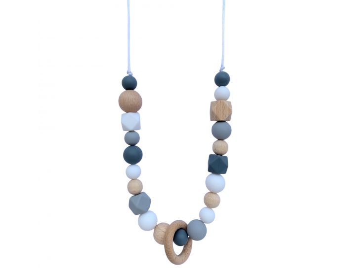 MAWEN MATERNE Collier d'Allaitement, de Dentition Bois et Silicone - Grey & Wood 