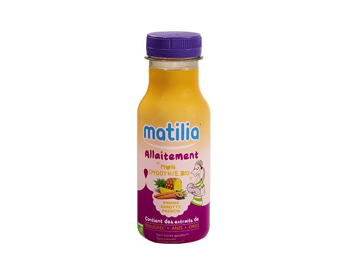 MATILIA Pack 12 Smoothies Allaitement BIO - Ananas Carotte Passion - 12x250ml