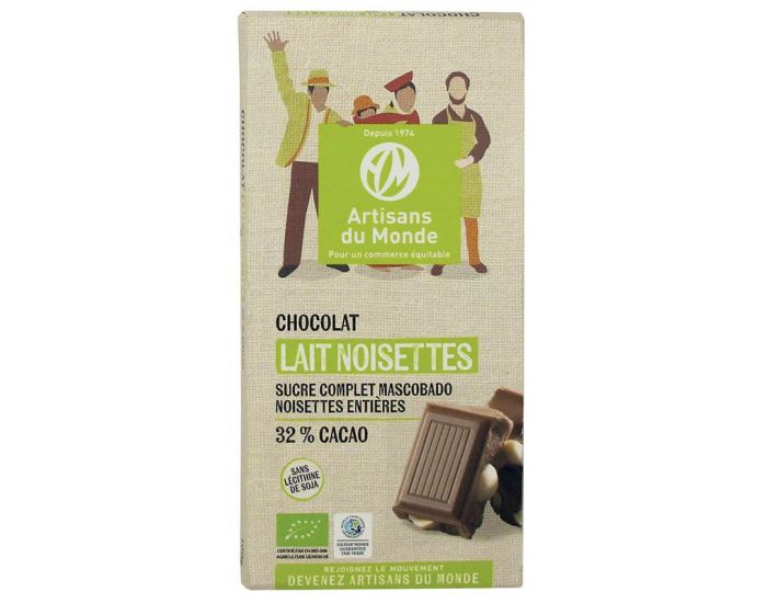 ARTISANS DU MONDE Chocolat au Lait Noisettes Bio et Equitable - 100gr