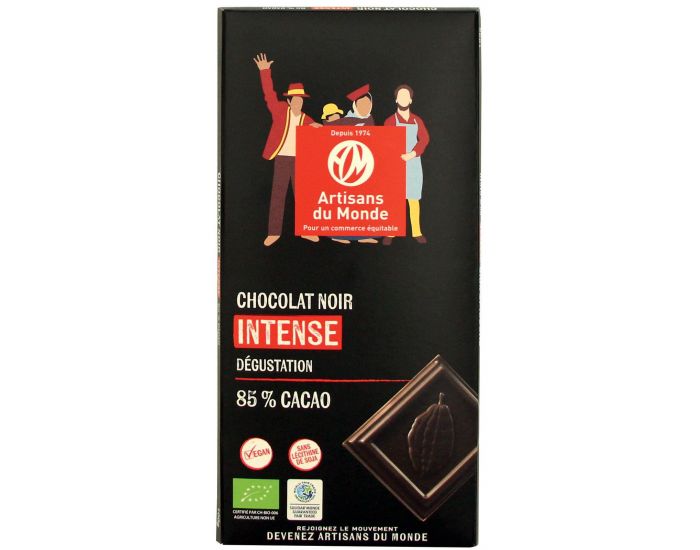 ARTISANS DU MONDE Chocolat Noir Intense Bio, 85% de Cacao - 100g